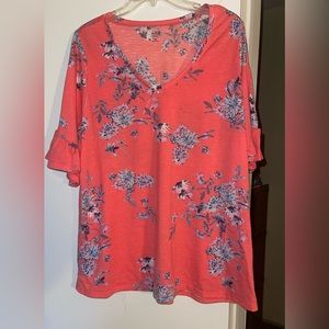 ANA plus size ladies blouse with ruffled sleeves size 1X